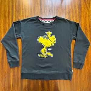 2017 Vans X Peanuts by Shultz Woodstock Bird Crewneck Sweatshirt Sz Medium Black